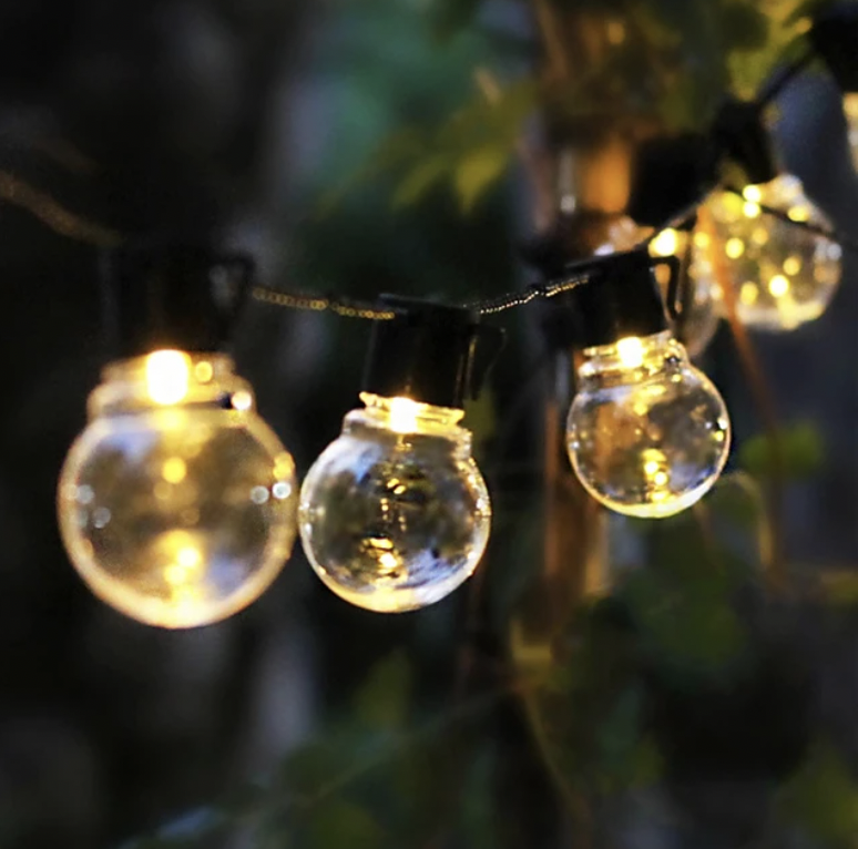 clear glass solar led 30 bulb string lights