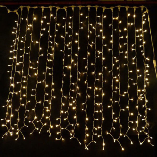 Outdoor Rubber Wire Connectable 3x3m 600leds Curtain Lights Warm White Party Lights Company