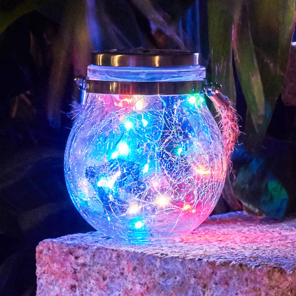 crackle glass solar string lights