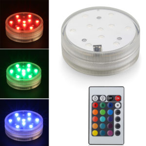 16 Colour 7cm Waterproof Submersible LED Lights with Remote for Vase and Pool