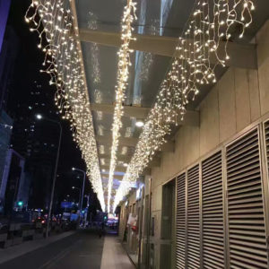 Icicle Fringe Fairy Lights Outdoor Waterproof Connectable Rubber Wire